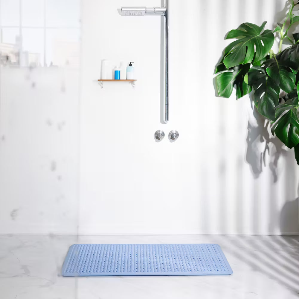 Blue PVRA mat in a shower