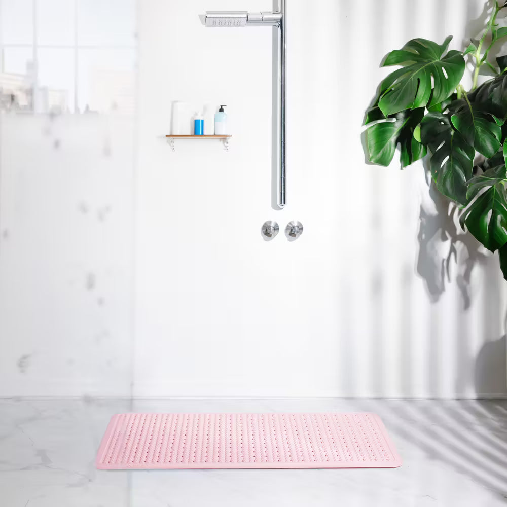 Pink PVRA mat in a shower